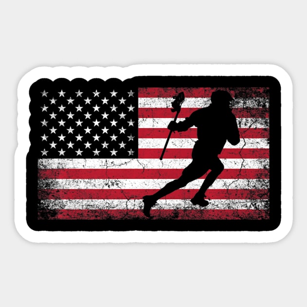 Lacrosse 4th of July American Flag Patriotic USA  Boys Sticker by crowominousnigerian 